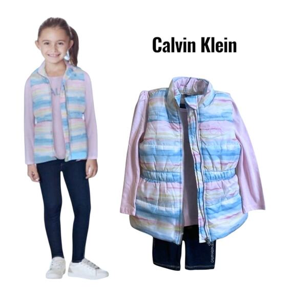 Calvin Klein Kids' Girls 3 Piece Rainbow Vest Shirt Leggings Set Size 4T-NWT - Picture 1 of 11